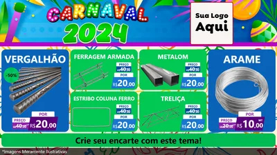 Modelo de TV para TV Horizontal com o tema Carnaval 2027 para Ferragens