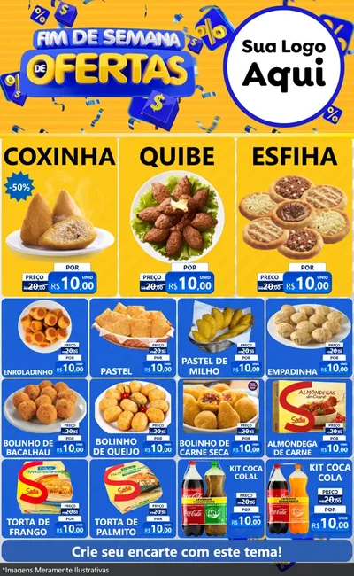 Modelo de Encarte para Encarte Grande com o tema Fim de Semana de Ofertas para Salgadaria