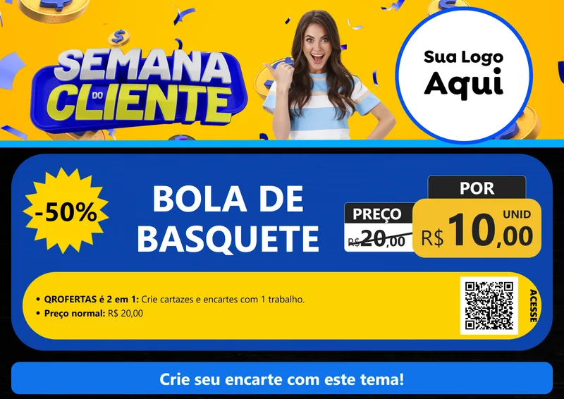 Modelo de Cartaz para Cartaz A4 Horizontal com o tema Semana do Cliente para Artigos Esportivos