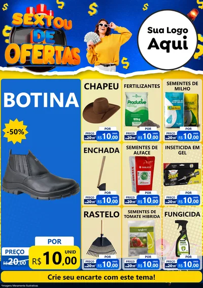 Modelo de Encarte para Encarte A4 Vertical com o tema Sextou de Ofertas para Agropecuária