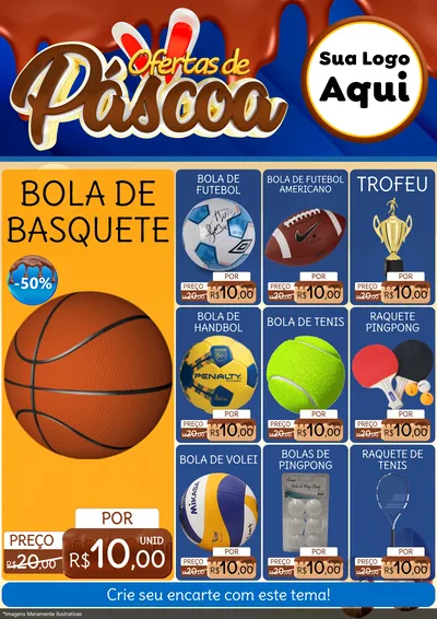 Modelo de Encarte para Encarte A4 Vertical com o tema Ofertas de Páscoa para Artigos Esportivos