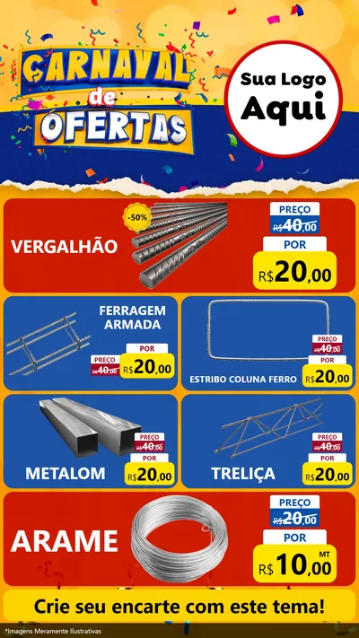 Modelo de TV para TV Vertical com o tema Carnaval de Ofertas para Ferragens