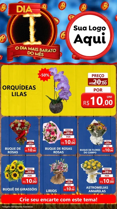 Modelo de Rede Social para Stories com o tema Dia I - O Dia Mais Barato Do Mês para Floricultura e jardim