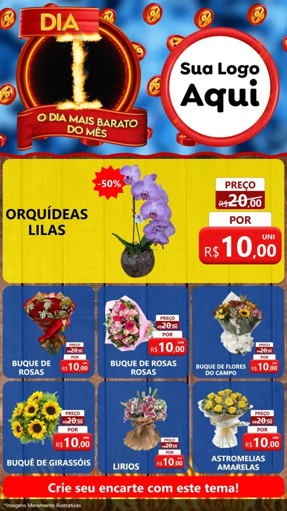 Modelo de Rede Social para Stories com o tema Dia I - O Dia Mais Barato Do Mês para Floricultura e jardim