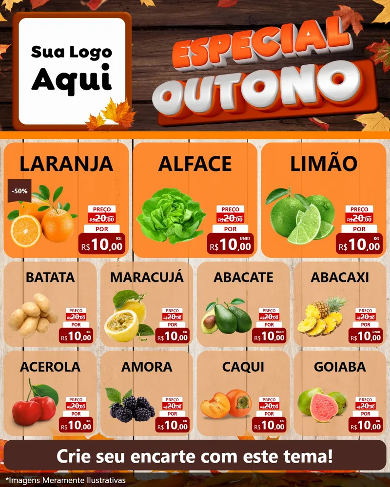 Modelo de Rede Social para Feed Instagram com o tema Especial Outono para Hortifrúti