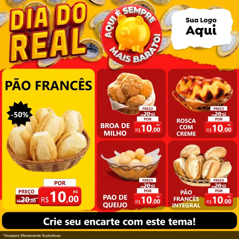Modelo de Rede Social para Feed Facebook com o tema Dia Do Real para Padaria