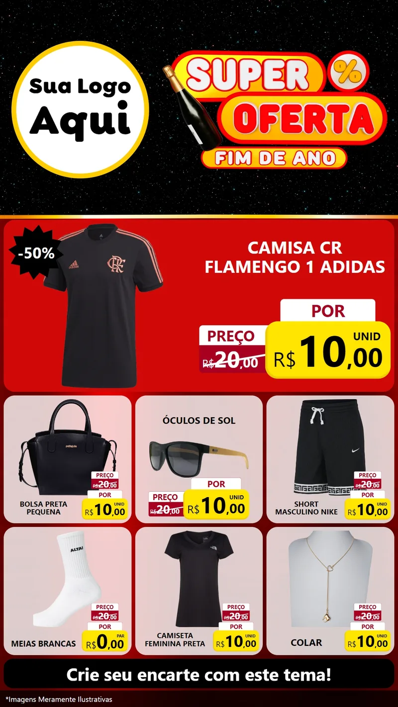 Modelo de Rede Social para Stories com o tema Super Oferta Fim de Ano para Roupas e acessórios
