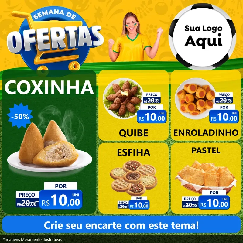 Modelo de Rede Social para Feed Facebook com o tema Semana de Ofertas - Copa para Salgadaria