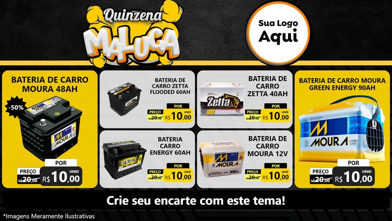 Modelo de TV para TV Horizontal com o tema Quinzena Maluca para Baterias Elétricas