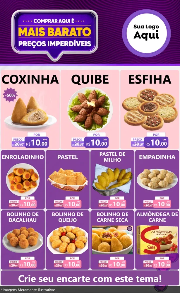 Modelo de Encarte para Encarte Grande com o tema Mais Barato para Salgadaria