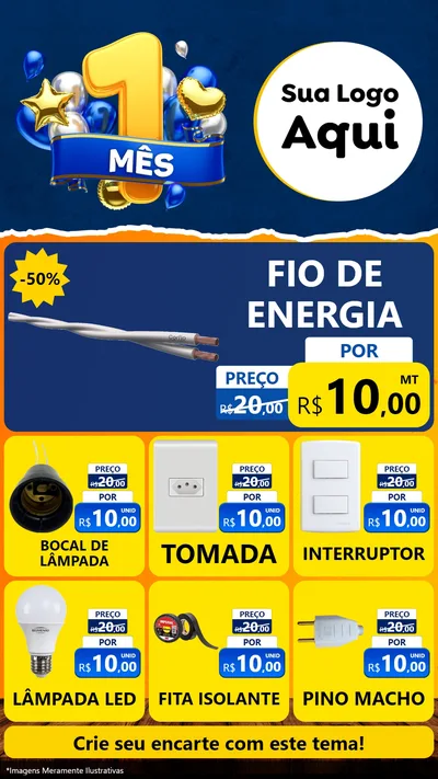 Modelo de Rede Social para Stories com o tema Um Mês de Aniversário para Materiais Elétricos