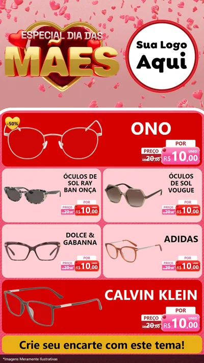 Modelo de TV para TV Vertical com o tema Especial Dia Das Mães para Óticas