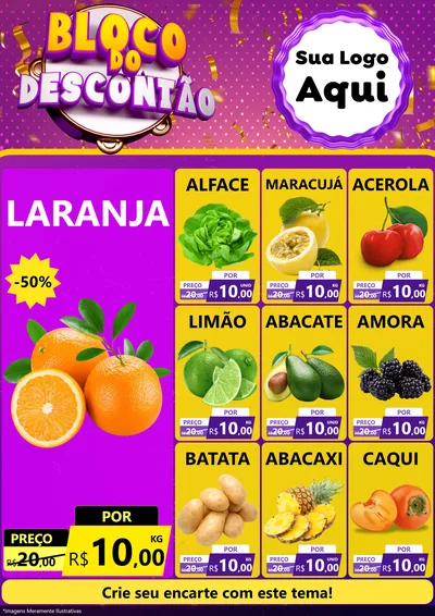Modelo de Encarte para Encarte A4 Vertical com o tema Bloco do Descontão para Hortifrúti