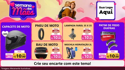 Modelo de TV para TV Horizontal com o tema Semana das Mães para Moto peças