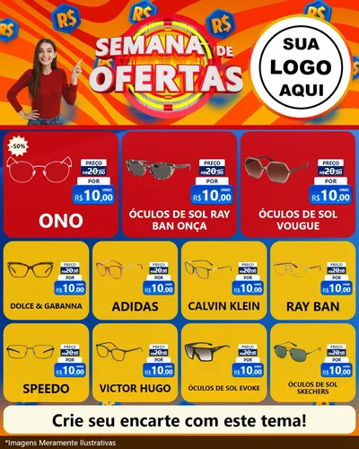 Modelo de Rede Social para Feed Instagram com o tema Semana de Ofertas para Óticas
