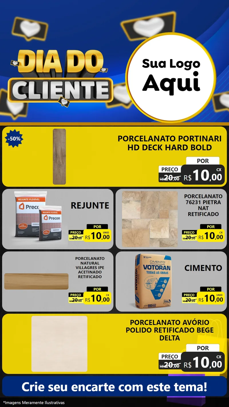 Modelo de TV para TV Vertical com o tema Dia Do Cliente para Pisos e revestimentos