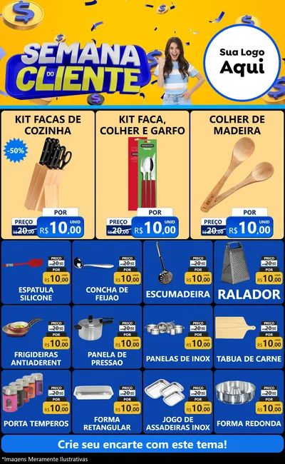 Modelo de Encarte para Encarte Grande com o tema Semana do Cliente para Utilidades Domésticas