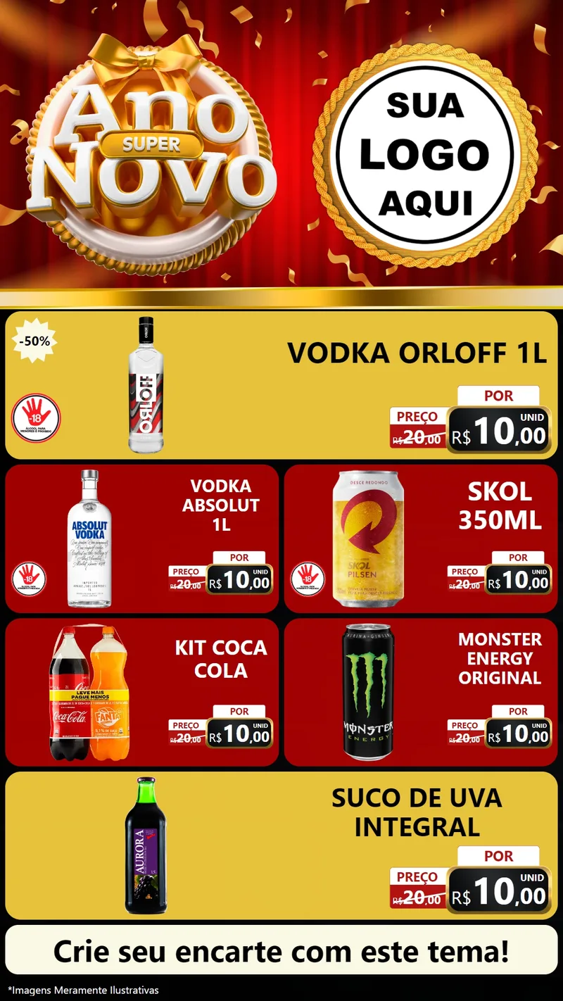 Modelo de TV para TV Vertical com o tema Super Ano Novo para Distribuidora de bebidas