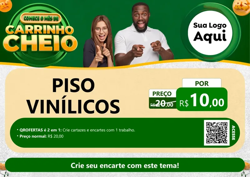 Modelo de Cartaz para Cartaz A4 Horizontal com o tema Carrinho Cheio para Material para Construção