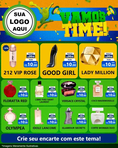 Modelo de Rede Social para Feed Instagram com o tema Vamos Time! para Perfumes