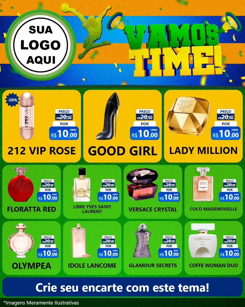 Modelo de Rede Social para Feed Instagram com o tema Vamos Time! para Perfumes