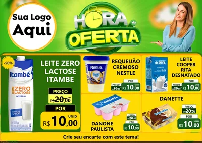 Modelo de Encarte para Encarte A4 Horizontal com o tema Hora da Oferta para Frios e Laticínios