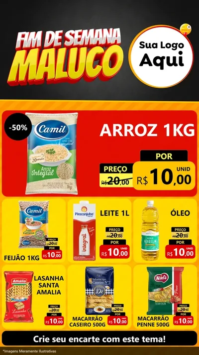 Modelo de Rede Social para Stories com o tema Final de Semana Maluco para Supermercado