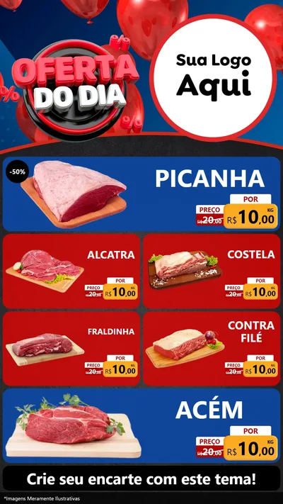 Modelo de TV para TV Vertical com o tema Oferta do Dia para Açougue