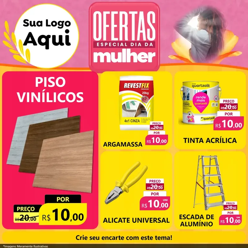 Modelo de Rede Social para Feed Facebook com o tema Ofertas - Especial Dia Das Mulheres para Material para Construção
