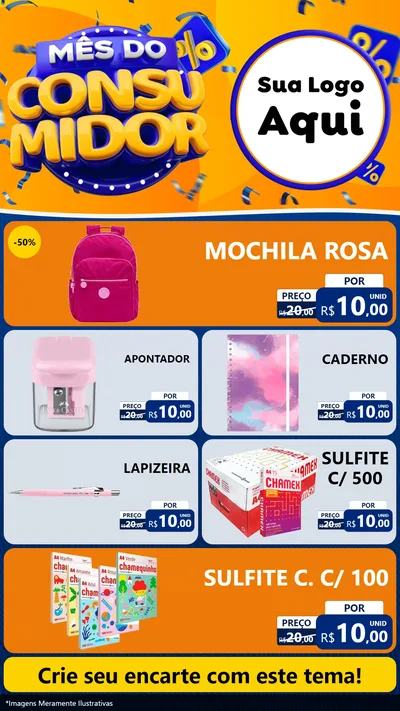 Modelo de TV para TV Vertical com o tema Mês do Consumidor para Papelaria