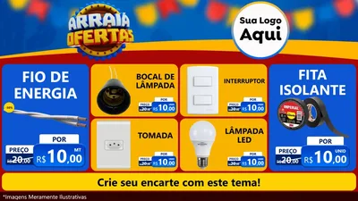 Modelo de TV para TV Horizontal com o tema Arraiá de Ofertas - Junina para Materiais Elétricos