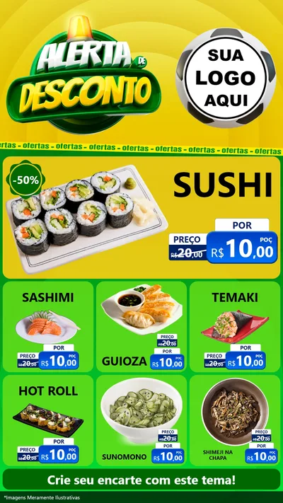 Modelo de Rede Social para Stories com o tema Alerta de Desconto para Comida japonesa