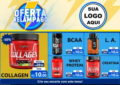 Modelo de Encarte para Encarte A4 Horizontal com o tema Oferta Relâmpago para Suplementos alimentares