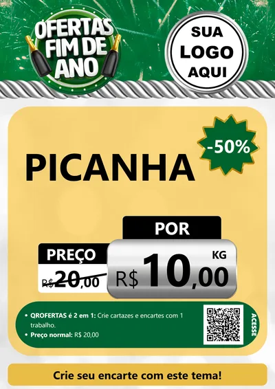 Modelo de Cartaz para Cartaz A4 Vertical com o tema Ofertas Fim de Ano para Açougue