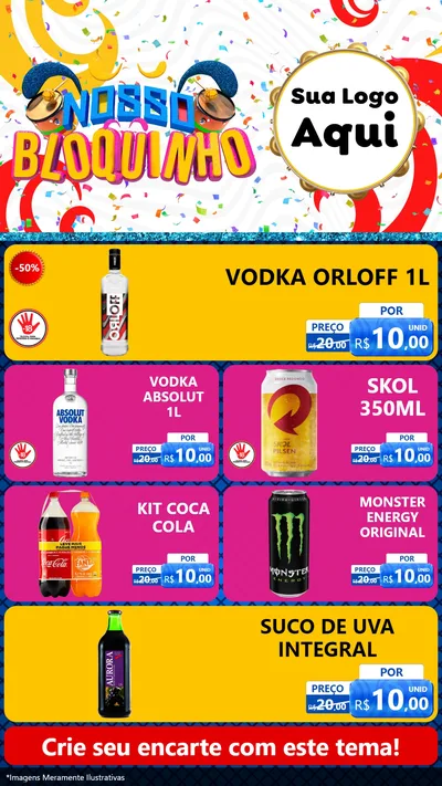 Modelo de TV para TV Vertical com o tema Nosso Bloquinho para Distribuidora de bebidas