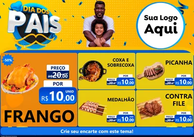 Modelo de Encarte para Encarte A4 Horizontal com o tema Dia dos Pais para Assados