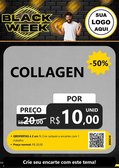 Modelo de Cartaz para Cartaz A4 Vertical com o tema Black Week para Suplementos alimentares