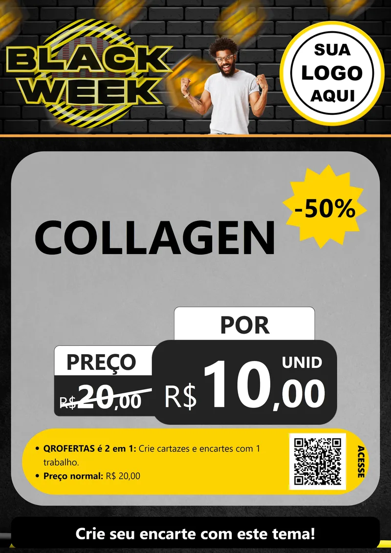 Modelo de Cartaz para Cartaz A4 Vertical com o tema Black Week para Suplementos alimentares