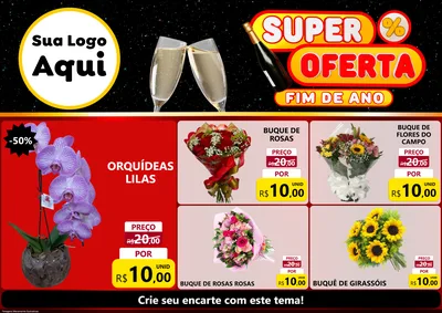 Modelo de Encarte para Encarte A4 Horizontal com o tema Super Oferta Fim de Ano para Floricultura e jardim