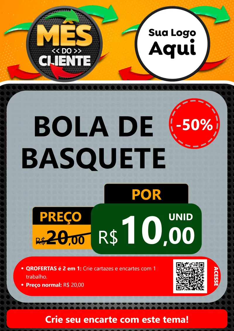 Modelo de Cartaz para Cartaz A4 Vertical com o tema Mês do Cliente para Artigos Esportivos
