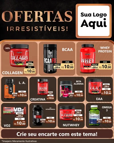 Modelo de Rede Social para Feed Instagram com o tema Ofertas Irresistíveis! para Suplementos alimentares