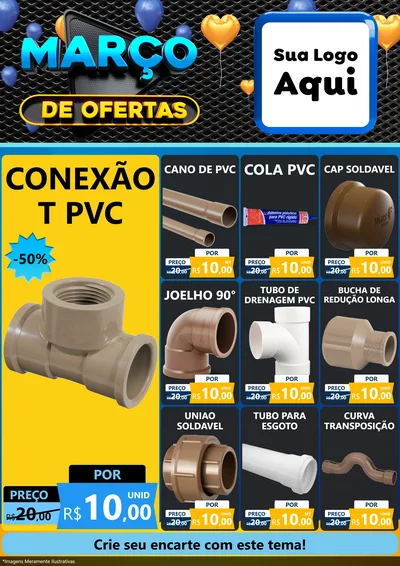 Modelo de Encarte para Encarte A4 Vertical com o tema Março de Ofertas para Tubos e conexões