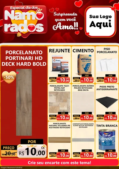 Modelo de Encarte para Encarte A4 Vertical com o tema Especial Dia dos Namorados para Pisos e revestimentos