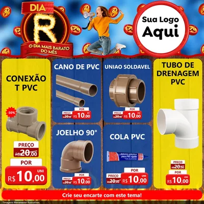 Modelo de Rede Social para Feed Facebook com o tema Dia R - O Dia Mais Barato Do Mês para Tubos e conexões