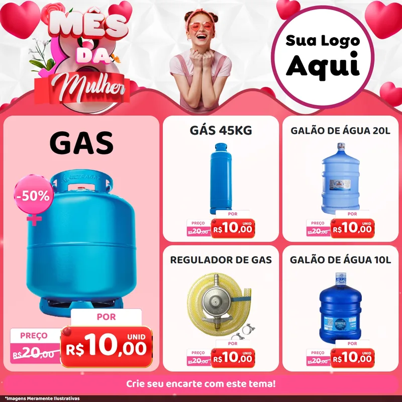 Modelo de Rede Social para Feed Facebook com o tema Mês da Mulher para Água e gás
