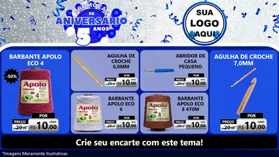 Modelo de TV para TV Horizontal com o tema Promoção de Aniversário - 5 Anos para Armarinho e Aviamentos