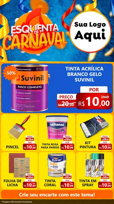 Modelo de Rede Social para Stories com o tema Esquenta de Carnaval para Tintas e Ferramentas