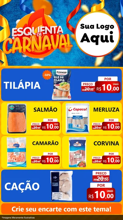 Modelo de TV para TV Vertical com o tema Esquenta de Carnaval para Peixaria