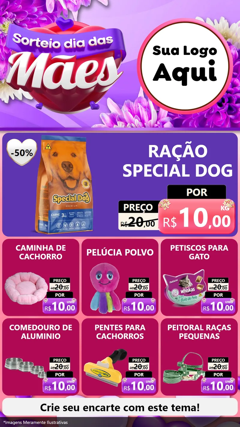 Modelo de Rede Social para Stories com o tema Sorteio Dia das Mães para Pet Shop