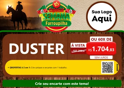 Modelo de Cartaz para Cartaz A4 Horizontal com o tema Especial Semana Farroupilha para Concessionaria de Carros